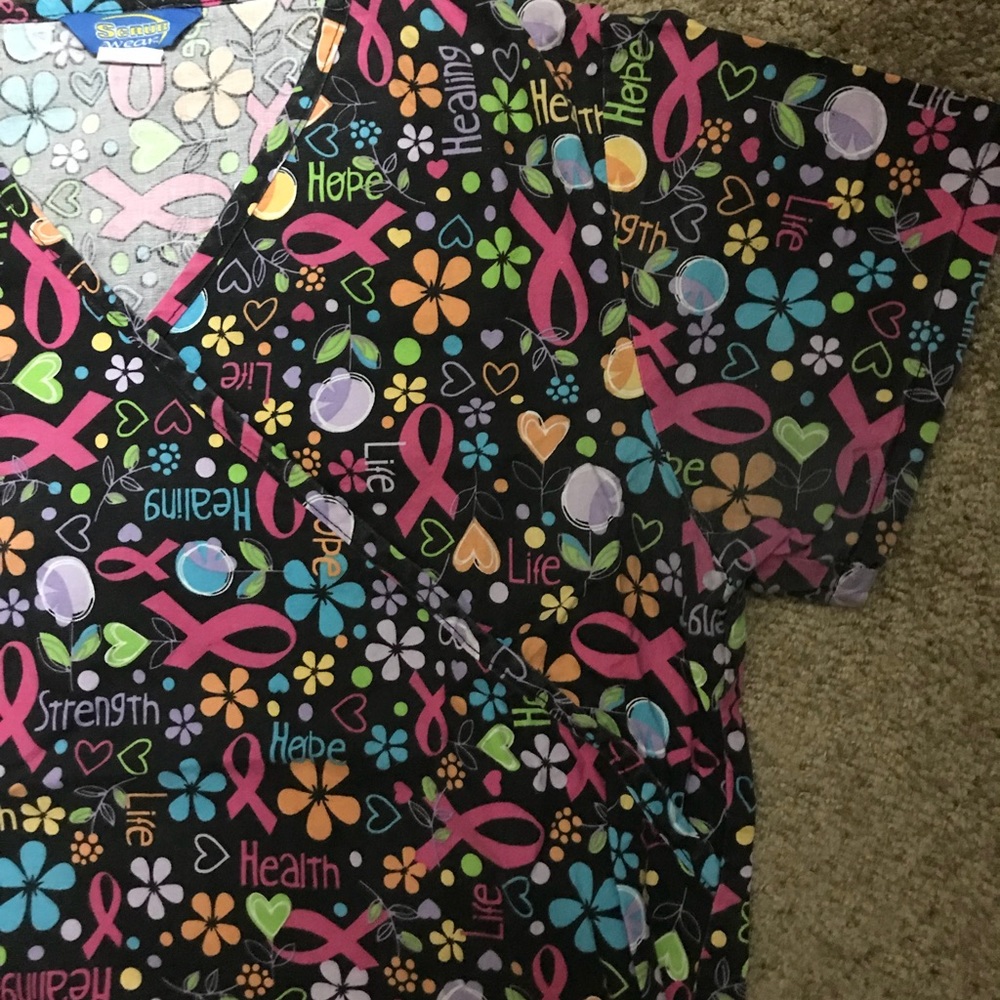Breast Cancer Awareness Nursing Scrubs Top